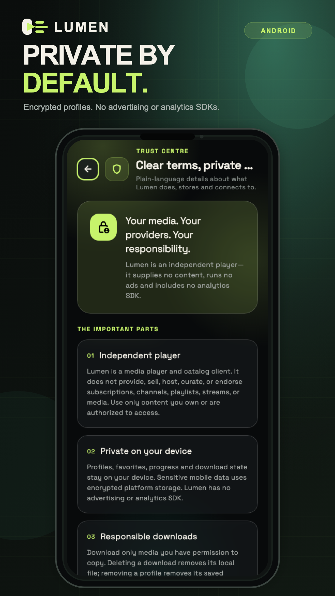 Lumen privacy center on mobile